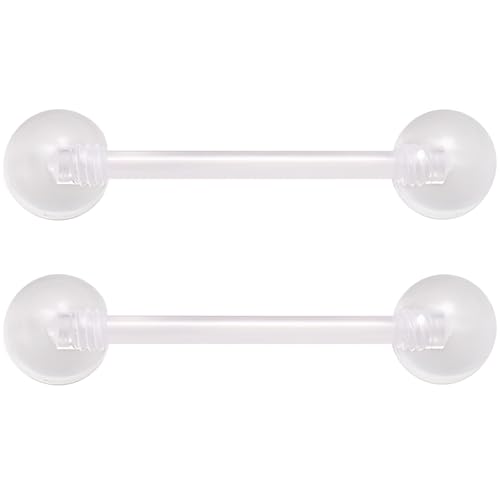 Clear Barbell Zungenpiercing 1.2 mm(16 g) Helix Brustwarzenpiercing Kit Acryl Industrial Piercings Kunststoff Bauchnabelpiercing Bar Set Nippelpiercing Tragus Stud Damen Herren Schmuck 2 stk 8 MM von SREFGAS