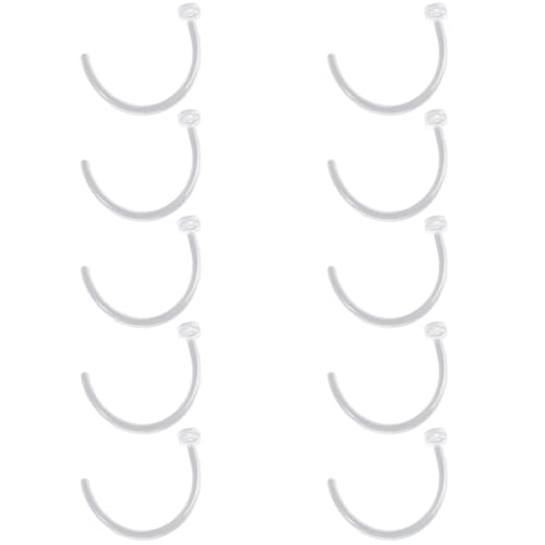 Clear Piercing Retainer Transparent 0.8 mm(20 g) Flach C-förmig Nasen Septum Ringe Set Acryl Steckter Schmuck Kit Kunststoff Nasenpiercing Septumschmuck für Arbeit Chirurgie Damen Herren 10 stk von SREFGAS
