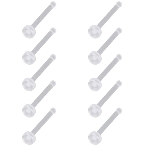 Clear Piercing Retainer Transparent 0.8 mm(20 g) Flach I-förmig Nasen Septum Ringe Set Acryl Steckter Schmuck Kit Kunststoff Nasenpiercing Septumschmuck für Arbeit Chirurgie Damen Herren 10 stk von SREFGAS
