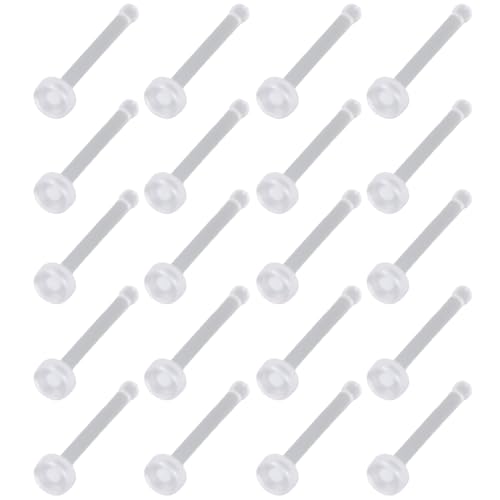 Clear Piercing Retainer Transparent 0.8 mm(20 g) Flach I-förmig Nasen Septum Ringe Set Acryl Steckter Schmuck Kit Kunststoff Nasenpiercing Septumschmuck für Arbeit Chirurgie Damen Herren 20 stk von SREFGAS