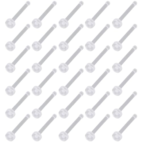 Clear Piercing Retainer Transparent 0.8 mm(20 g) Flach I-förmig Nasen Septum Ringe Set Acryl Steckter Schmuck Kit Kunststoff Nasenpiercing Septumschmuck für Arbeit Chirurgie Damen Herren 30 stk von SREFGAS
