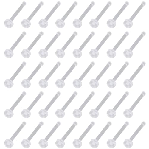 Clear Piercing Retainer Transparent 0.8 mm(20 g) Flach I-förmig Nasen Septum Ringe Set Acryl Steckter Schmuck Kit Kunststoff Nasenpiercing Septumschmuck für Arbeit Chirurgie Damen Herren 40 stk von SREFGAS