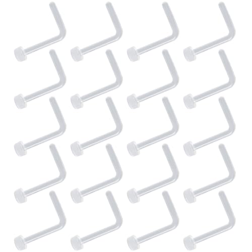 Clear Piercing Retainer Transparent 0.8 mm(20 g) Flach L-förmig Nasen Septum Ringe Set Acryl Steckter Schmuck Kit Kunststoff Nasenpiercing Septumschmuck für Arbeit Chirurgie Damen Herren 20 stk von SREFGAS