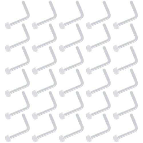 Clear Piercing Retainer Transparent 0.8 mm(20 g) Flach L-förmig Nasen Septum Ringe Set Acryl Steckter Schmuck Kit Kunststoff Nasenpiercing Septumschmuck für Arbeit Chirurgie Damen Herren 30 stk von SREFGAS