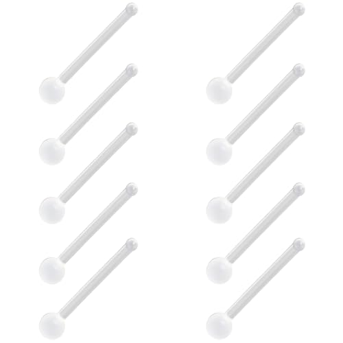 Clear Piercing Retainer Transparent 0.8 mm(20 g) Kugel I-förmig Nasen Septum Ringe Set Acryl Steckter Schmuck Kit Kunststoff Nasenpiercing Septumschmuck für Arbeit Chirurgie Damen Herren 10 stk von SREFGAS