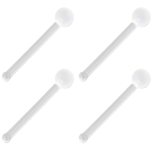 Clear Piercing Retainer Transparent 0.8 mm(20 g) Kugel I-förmig Nasen Septum Ringe Set Acryl Steckter Schmuck Kit Kunststoff Nasenpiercing Septumschmuck für Arbeit Chirurgie Damen Herren 4 stk von SREFGAS