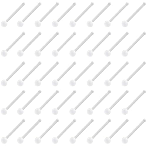 Clear Piercing Retainer Transparent 0.8 mm(20 g) Kugel I-förmig Nasen Septum Ringe Set Acryl Steckter Schmuck Kit Kunststoff Nasenpiercing Septumschmuck für Arbeit Chirurgie Damen Herren 40 stk von SREFGAS