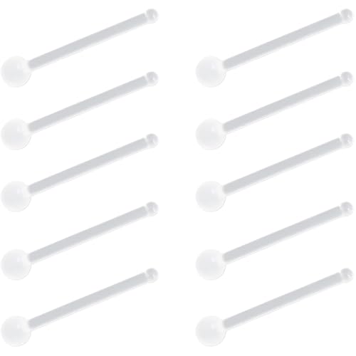 Clear Piercing Retainer Transparent 0.8 mm(20 g) Kugel I-förmig Nasen Septum Ringe Set Kunststoff Nasenpiercing Acryl Steckter Schmuck Kit Septumschmuck für Arbeit Chirurgie Damen Herren 10 stk von SREFGAS