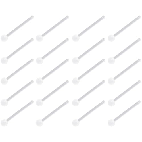 Clear Piercing Retainer Transparent 0.8 mm(20 g) Kugel I-förmig Nasen Septum Ringe Set Kunststoff Nasenpiercing Acryl Steckter Schmuck Kit Septumschmuck für Arbeit Chirurgie Damen Herren 20 stk von SREFGAS