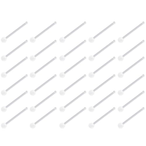 Clear Piercing Retainer Transparent 0.8 mm(20 g) Kugel I-förmig Nasen Septum Ringe Set Kunststoff Nasenpiercing Acryl Steckter Schmuck Kit Septumschmuck für Arbeit Chirurgie Damen Herren 30 stk von SREFGAS
