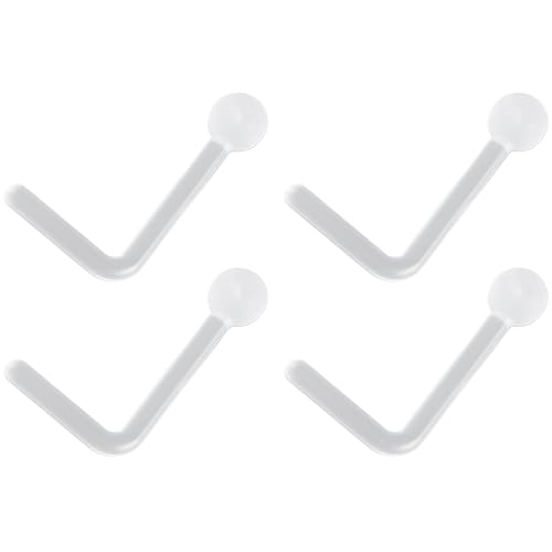 Clear Piercing Retainer Transparent 0.8 mm(20 g) Kugel L-förmig Nasen Septum Ringe Set Acryl Steckter Schmuck Kit Kunststoff Nasenpiercing Septumschmuck für Arbeit Chirurgie Damen Herren 4 stk von SREFGAS