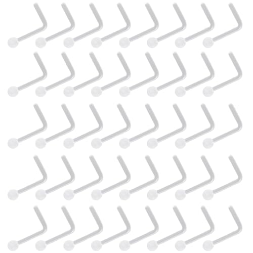 Clear Piercing Retainer Transparent 0.8 mm(20 g) Kugel L-förmig Nasen Septum Ringe Set Acryl Steckter Schmuck Kit Kunststoff Nasenpiercing Septumschmuck für Arbeit Chirurgie Damen Herren 40 stk von SREFGAS