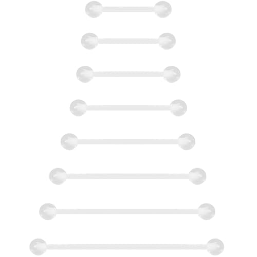 Clear Zungenpiercing Set für Damen Herren 14 G Acryl Nippelpiercing Kunststoff Barbell Piercing Brustwarzenpiercing Kit Bauchnabelpiercing Helix Bar Piercings Retainer Schmuck 8 stk Size 12-38 MM von SREFGAS