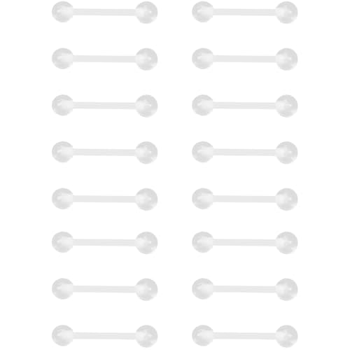 Clear Zungenpiercing Set für Damen Herren 14 G Acryl Nippelpiercing Kunststoff Barbell Piercing Brustwarzenpiercing Kit Bauchnabelpiercing Piercings Retainer Helix Bar Schmuck 16 stk Size 19 MM von SREFGAS