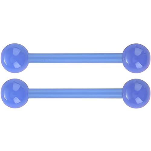 SREFGAS Blau Leuchtend im Dunkeln Barbell Piercing Set für Damen Herren Acryl Zungenpiercing 14 G Nippelpiercing Kit Bioflex Brustwarzenpiercing Bar Schmuck Helix Kugel 2 stk Länge 16 MM von SREFGAS
