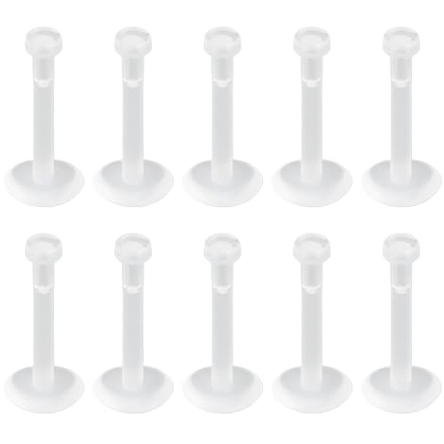 SREFGAS Clear Lippenpiercing Set für Damen Herren 16 G Kunststoff Labret Piercing Retainer Zungenpiercing Plastik Nasenringe Nasenpiercing Nose Studs Nasen Piercings Klar Earrings 10 stk Länge 8 MM von SREFGAS