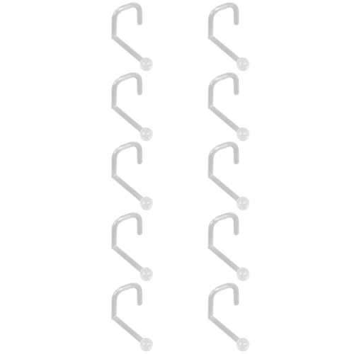 SREFGAS Clear Piercing Retainer Transparent 0.9 mm Kugel S-förmig Nasen Septum Ringe Set Acryl Steckter Schmuck Kit Kunststoff Nasenpiercing Septumschmuck für Arbeit Chirurgie Damen Herren 10 stk von SREFGAS