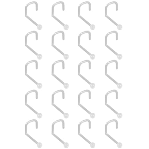 SREFGAS Clear Piercing Retainer Transparent 0.9 mm Kugel S-förmig Nasen Septum Ringe Set Acryl Steckter Schmuck Kit Kunststoff Nasenpiercing Septumschmuck für Arbeit Chirurgie Damen Herren 20 stk von SREFGAS