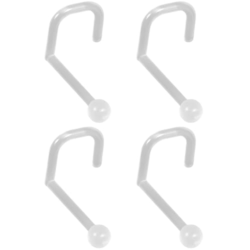 SREFGAS Clear Piercing Retainer Transparent 0.9 mm Kugel S-förmig Nasen Septum Ringe Set Acryl Steckter Schmuck Kit Kunststoff Nasenpiercing Septumschmuck für Arbeit Chirurgie Damen Herren 4 stk von SREFGAS