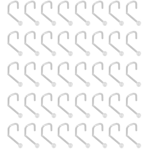 SREFGAS Clear Piercing Retainer Transparent 0.9 mm Kugel S-förmig Nasen Septum Ringe Set Acryl Steckter Schmuck Kit Kunststoff Nasenpiercing Septumschmuck für Arbeit Chirurgie Damen Herren 40 stk von SREFGAS