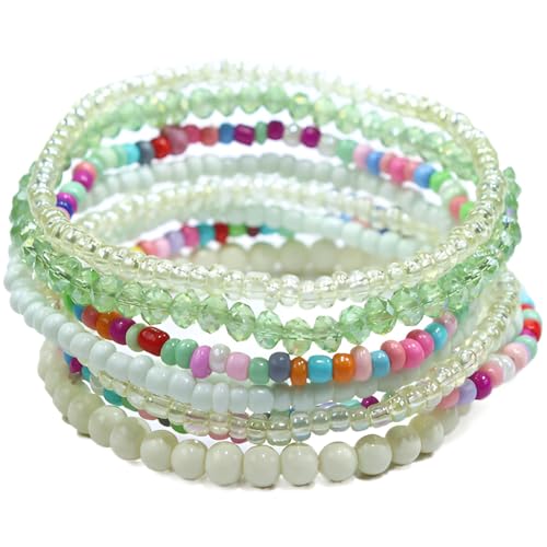 SREFGAS Grün Armband für Damen Frauen Bunte Armbänder Boho Armband Set Strand Sommer Multicolor Schmuck Beaded Bracelets 8 stk SREFGAS Grün Armband für Damen Frauen Bunte Armbänder Boho Armband Set Strand Sommer Multicolor Schmuck Beaded Bracelets 8 stk von SREFGAS