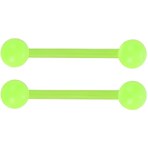 SREFGAS Grün Leuchtend im Dunkeln Barbell Piercing Set für Damen Herren 14 G Acryl Bioflex Nippelpiercing Kit Zungenpiercing Bar Brustwarzenpiercing Helix Kugel Schmuck 2 stk von SREFGAS