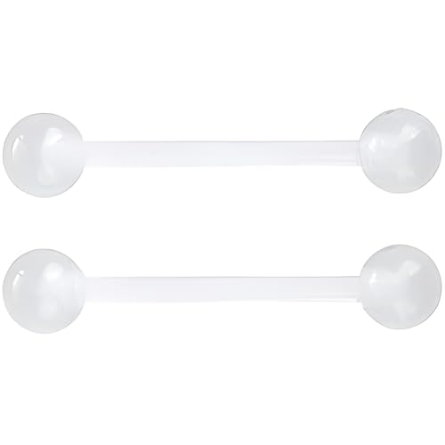 SREFGAS Klar Leuchtend im Dunkeln Barbell Piercing Kit für Damen Herren Acryl Zungenpiercing 14 G Brustwarzenpiercing Schmuck Set Bioflex Nippelpiercing Bar Helix Kugel 2 stk Länge 16 MM von SREFGAS