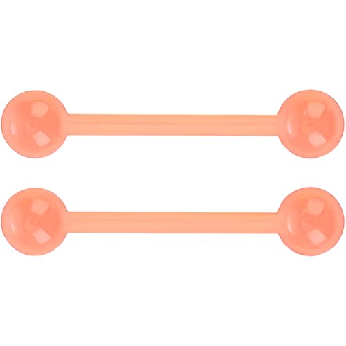 SREFGAS Orange Barbell Piercing Set für Damen Herren 14 G Acryl Brustwarzenpiercing Zungenpiercing Helix Kugel Nippelpiercing Bars Kit Nipple Tongue Barbells Schmuck 2 stk Länge 16 MM von SREFGAS