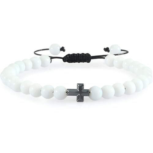SREFGAS Porzellan Kreuz Armband für Damen Herren 2 G Rope Armbänder Seil Kreuzarmbänder Schutzarmband Cross Bracelet Christian Jesus Bracelets 1 stk von SREFGAS