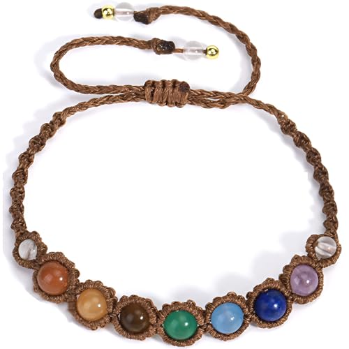 SREFGAS Regenbogen Armbänder Ddelstein Armband Steine Beaded Bracelet 1 stk von SREFGAS
