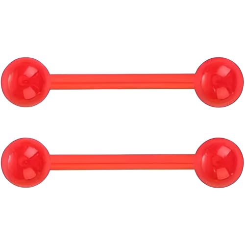 SREFGAS Rot Leuchtend im Dunkeln Barbell Piercing Kit für Damen Herren Acryl Zungenpiercing 14 G Brustwarzenpiercing Schmuck Set Bioflex Nippelpiercing Bar Helix Kugel 2 stk Länge 16 MM SREFGAS Rot Leuchtend im Dunkeln Barbell Piercing Kit für Damen Herren Acryl Zungenpiercing 14 G Brustwarzenpiercing Schmuck Set Bioflex Nippelpiercing Bar Helix Kugel 2 stk Länge 16 MM von SREFGAS