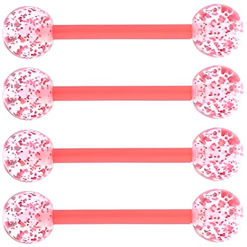 SREFGAS Rot Zungenpiercing 1.6 mm(14 g) für Damen Herren Industrial Piercings Kunststoff Bar Set Acryl Stud Nippelpiercing Bauchnabelpiercing Helix Brustwarzenpiercing Kit Barbell Schmuck 4 stk 16 MM von SREFGAS
