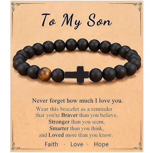 SREFGAS Schwarz Kreuz Armband für Damen Herren 0 G Obsidian Armbänder Kreuzarmbänder Schutzarmband Cross Bracelet Christian Jesus Bracelets 1 stk von SREFGAS