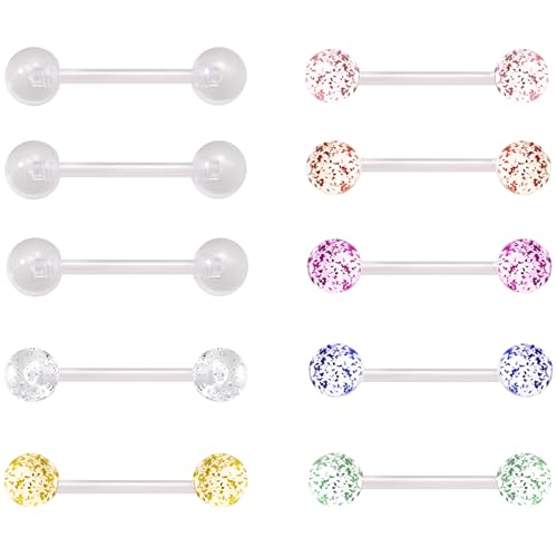 SREFGAS Vielfarbig Pailletten Barbell Piercing Set für Damen Herren 14 G Acryl Zungenpiercing Nippelpiercing Brustwarzenpiercing Kit Nipple Tongue Clear Bars Helix Kugel Schmuck 10 stk Länge 18 MM SREFGAS Vielfarbig Pailletten Barbell Piercing Set für Damen Herren 14 G Acryl Zungenpiercing Nippelpiercing Brustwarzenpiercing Kit Nipple Tongue Clear Bars Helix Kugel Schmuck 10 stk Länge 18 MM von SREFGAS