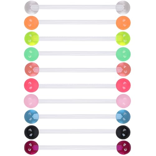 Zufällige Farbe Bauchnabelpiercing Set für Damen Herren 14 G Schwangerschaftspiercing Bauchnabel Kunststoff Kit Helix Barbell Piercings Bar Schwangerschaft Barbells Schmuck 10 stk Size 38 MM von SREFGAS