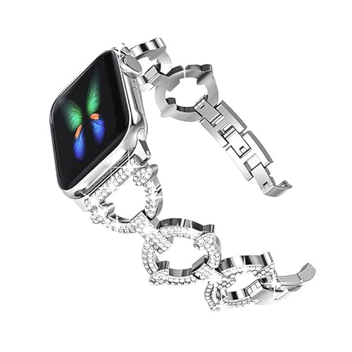 SRENA Metallarmband, kompatibel mit Damen-Armbändern der Ultra iWatch Serie 9, 8, 7, 6, 5, 4, 3, 2, 1 SE, 44 mm, 40 mm, 45 mm, 41 mm, 49 mm, 42 mm, 38 mm, glitzernd, für Herren, Farbe: Silber von SRENA