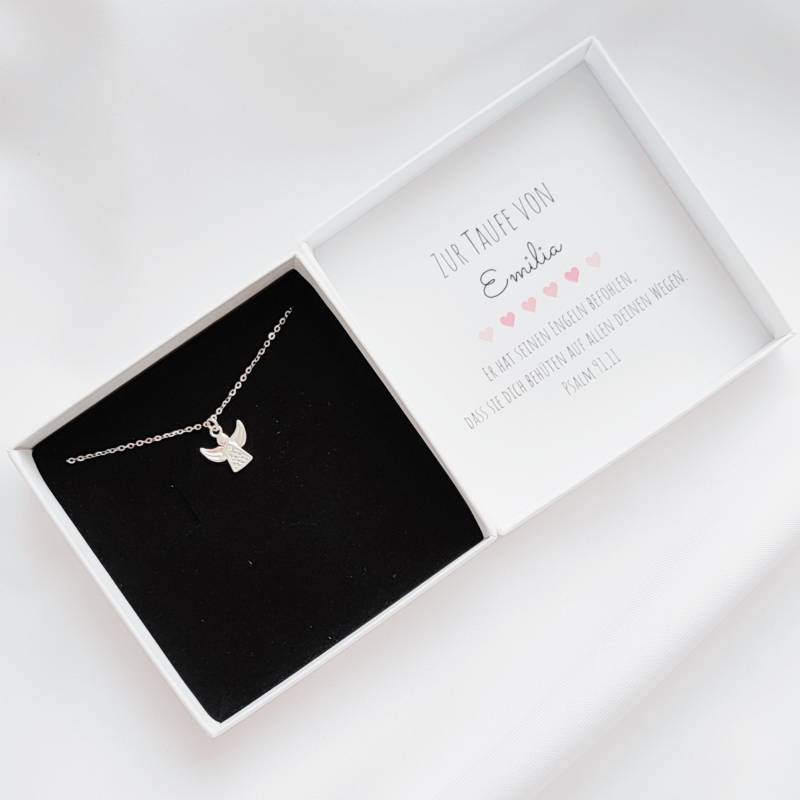 Taufgeschenk Mädchen Personalisiert, Halskette Engel 925 Silber von SRJewelryDE