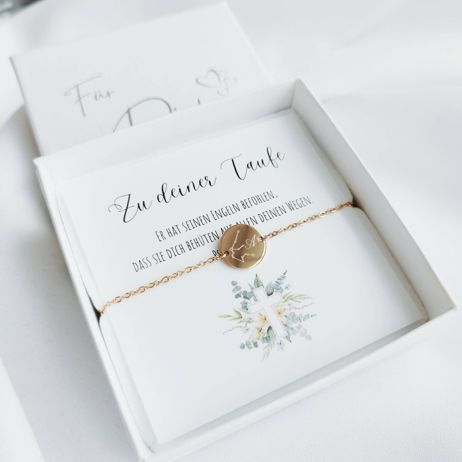 Taufgeschenk Mädchen, Geschenk Taufe Personalisiert, Taufschmuck Junge, Taufarmband Mit Gravur Sternzeichen von SRJewelryDE