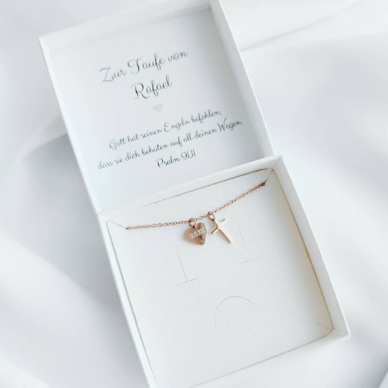 Taufgeschenk Mädchen Junge - Geschenk Taufe Personalisiert Taufkette Halskette Kreuz Edelstahl von SRJewelryDE