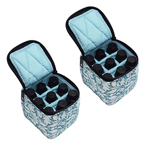 SRMAN 2X 9 Flaschen ätherisches ÖL Tragetasche StoßFeste ätherische ÖLe Organizer Reisetasche Geeignet (Blau) von SRMAN