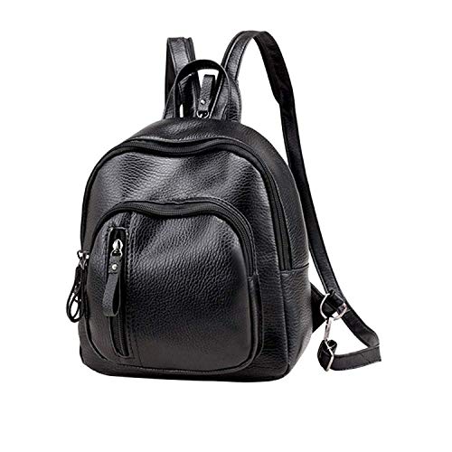 SRMAN Mini-Rucksack, klassischer PU-Leder, Reisetagesrucksack, Schultertasche für Damen und Mädchen, Schwarz , One Size von SRMAN
