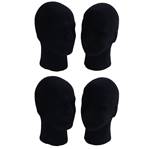 SRMAN Polystyrol Schwarz Schaum Herren Modell Mannequinkopf Dummy Stand Shop Display Hut, 4 x SCHWARZ von SRMAN