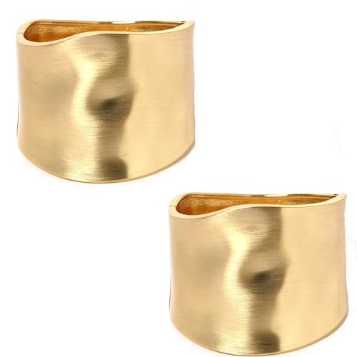 SROBENZ 2–5 Stück 18 Karat Gold Manschettenarmbänder für Frauen, klobiger Armreif, Scharnier, Gold, poliert, mattiert, unregelmäßige Handgelenkmanschetten, 2.5 Inch, Nickel Zink, Ohne Edelstein SROBENZ 2–5 Stück 18 Karat Gold Manschettenarmbänder für Frauen, klobiger Armreif, Scharnier, Gold, poliert, mattiert, unregelmäßige Handgelenkmanschetten, 2.5 Inch, Nickel Zink, Ohne Edelstein von SROBENZ