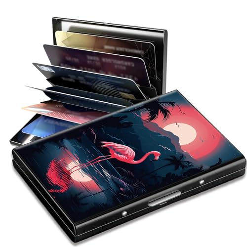 SROJDHFJB Mini-Kreditkartenetui für Damen, Flamingos Sunset, Minimalistisch von SROJDHFJB