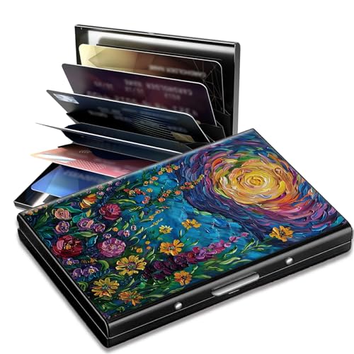 SROJDHFJB Mini-Kreditkartenetui für Damen, Ölgemälde Blumen Garten, Minimalistisch von SROJDHFJB