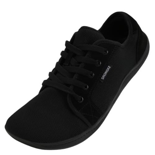 SRONGKE Minimalistische Barfußschuhe für Damen und Herren, kein Tropfen, breite Breite, modisch, atmungsaktiv, Schwarz, 9 Wide Women/8 Wide Men SRONGKE Minimalistische Barfußschuhe für Damen und Herren, kein Tropfen, breite Breite, modisch, atmungsaktiv, Schwarz, 9 Wide Women/8 Wide Men von SRONGKE