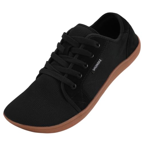 SRONGKE Minimalistische Barfußschuhe für Damen und Herren, kein Tropfen, breite Breite, modisch, atmungsaktiv, schwarz/braun, 10 Wide Women/9 Wide Men SRONGKE Minimalistische Barfußschuhe für Damen und Herren, kein Tropfen, breite Breite, modisch, atmungsaktiv, schwarz/braun, 10 Wide Women/9 Wide Men von SRONGKE