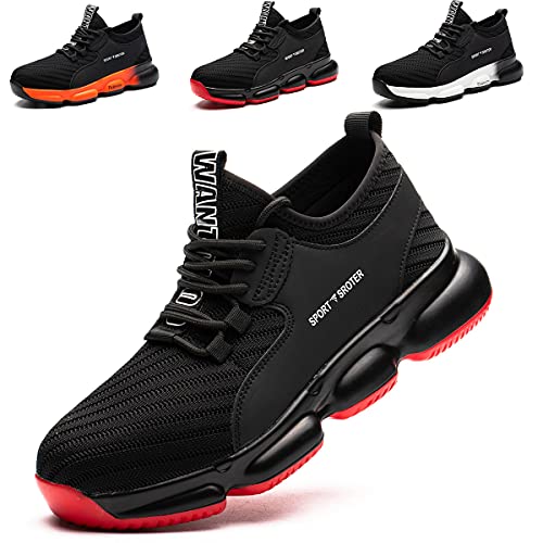 SROTER Arbeitsschuhe Herren Damen Stahlkappe Sicherheitsschuhe Leicht Sportlich Wanderhalbschuhe Atmungsaktiv Schutzschuhe Turnschuhe 42 EU von SROTER