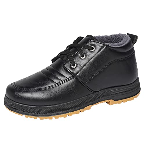 SRTUMEY Warme Gefüttert Winterschuhe Herren Damen Wasserabweisend Winterstiefel Wanderschuhe Herrenschuhe Winter Lässige Lederschuhe mit Samt Schneestiefeln zum Schnüren Herren Schuhe Gefüttert 44 von SRTUMEY