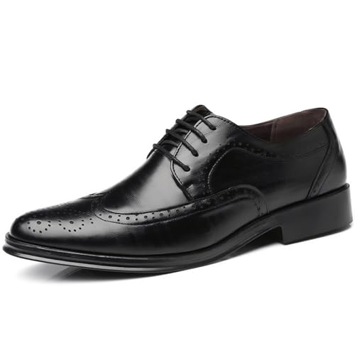 Schuhe Herren Schwarz Leder 42 Business Oxford Schuhe Derby Oxfords Hochzeit Schuhe Braune Schwarz Lederschuhe Männer Businessschuhe Klassischer Schnürhalbschuhe 36-48 von SRTUMEY